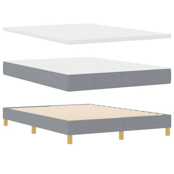 vidaXL Boxspringbett mit Matratze Hellgrau 140 x 200 cm Stoff