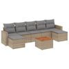vidaXL 8-tlg. Garten-Sofagarnitur mit Kissen Beige Poly Rattan