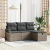 vidaXL Sofa Set mit Kissen mit Speicher 4 pcs Grau Poly-Rattan