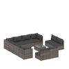 vidaXL 12-tlg. Garten-Lounge-Set mit Kissen Grau Poly Rattan