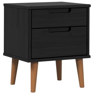 vidaXL Nachttisch MOLDE Schwarz 40 x 35 x 48 cm Massives Kiefernholz