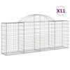 vidaXL Gabionen mit Hochbogen 11 Stk. 200x30x80/100cm Verzinktes Eisen