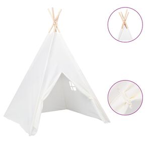 vidaXL Kinder Tipi-Zelt mit Tasche Pfirsichhaut Wei&szlig; 120x120x150 cm