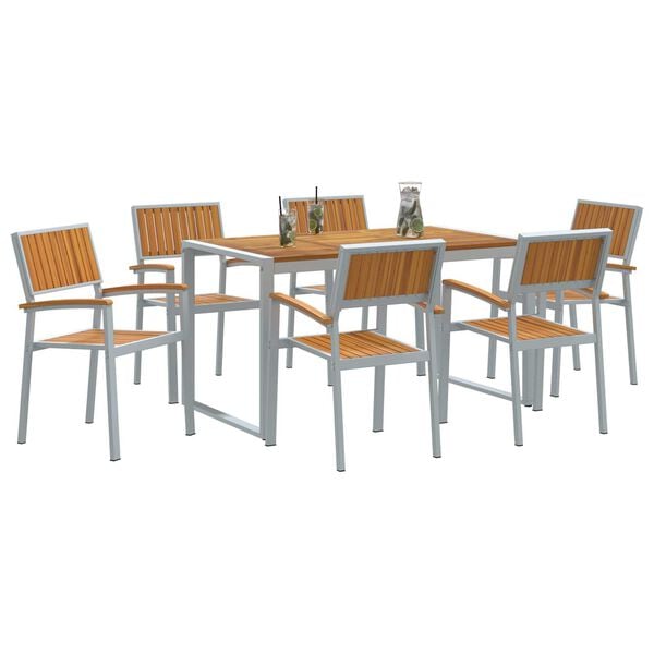 vidaXL Garten Essgruppe 7 pcs Grau und Braun