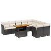vidaXL 10-tlg. Garten-Sofagarnitur mit Kissen Schwarz Poly Rattan