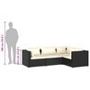 vidaXL 4-tlg. Garten-Lounge-Set mit Kissen Poly Rattan Schwarz