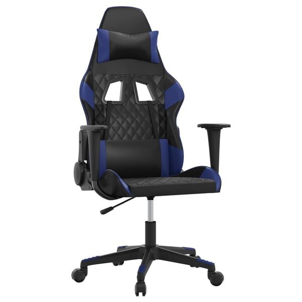 vidaXL Gaming-Stuhl mit Massagefunktion Schwarz und Blau Kunstleder