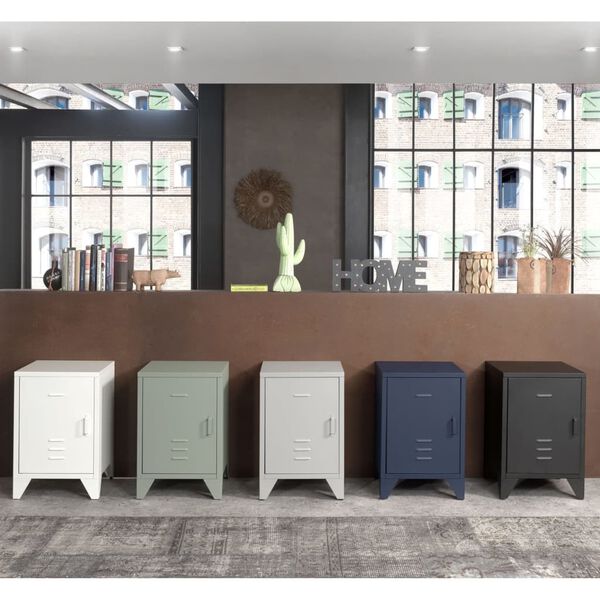 Vipack Nachttisch Bronxx mit T&uuml;r Metall Mattgrau