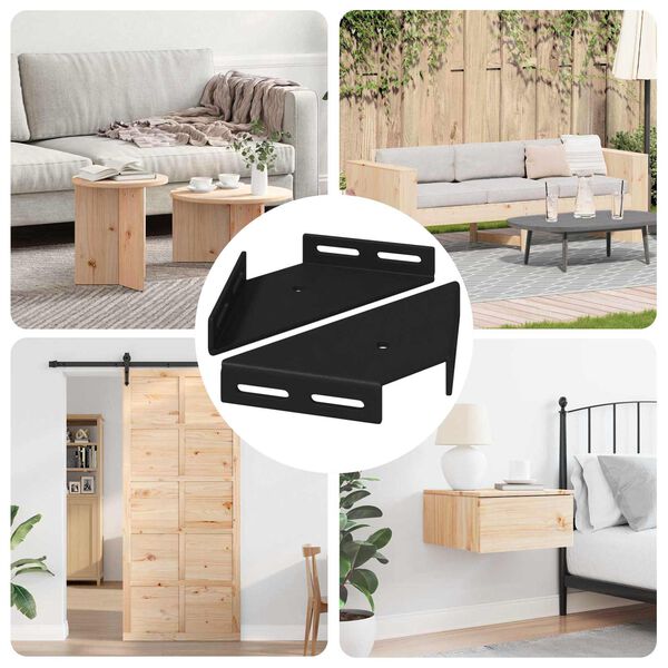 vidaXL Eckhalter 2 pcs Schwarz 138,5 x 50,5 x 16 mm Eisen