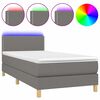 vidaXL Boxspringbett mit Matratze & LED Dunkelgrau 100x200 cm Stoff
