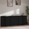vidaXL Sideboard Schwarz 230x35x80 cm Massivholz Kiefer