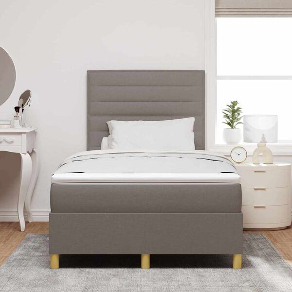 vidaXL Boxspringbett mit Matratze Taupe 120 x 200 cm Stoff