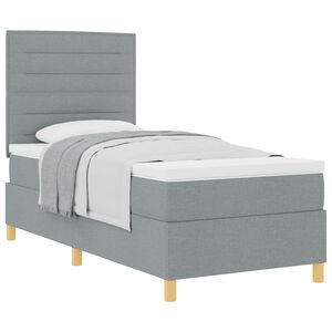 vidaXL Boxspringbett mit Matratze Hellgrau 80 x 200 cm Stoff