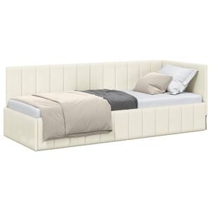 vidaXL Eckbettgestell mit Kopfteil Creme 80 cm x 200 cm Samt