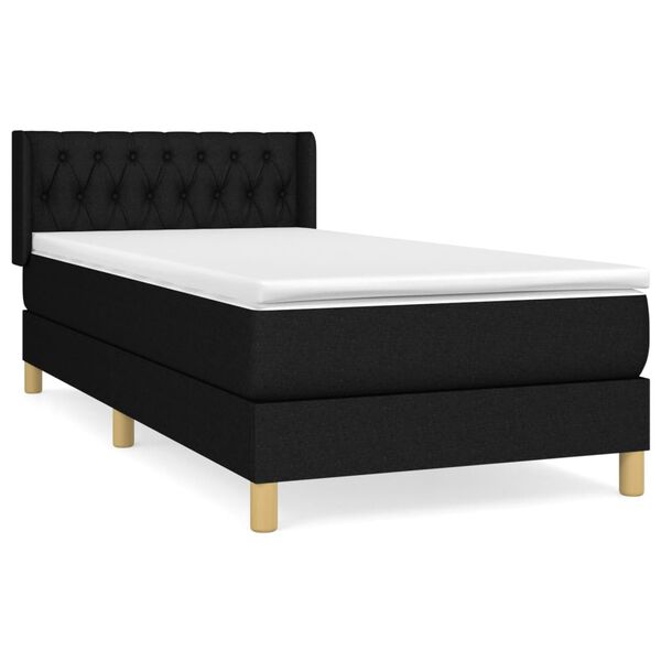 vidaXL Boxspringbett mit Matratze Schwarz 90x190 cm Stoff