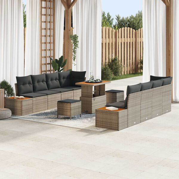 vidaXL Gartensofa-set 11 pcs Grau Poly-Rattan