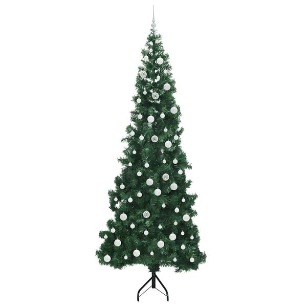 vidaXL Eckiger k&uuml;nstlicher Weihnachtsbaum Gr&uuml;n 240 cm PVC und Metall