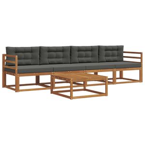 vidaXL Outdoor-Sofagarnitur mit Kissen 5 pcs Natur und Anthrazit