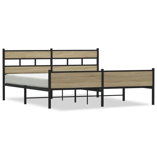 vidaXL Metallbett ohne Matratze Sonoma-Eiche 193x203 cm