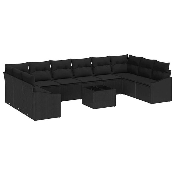 vidaXL Gartensofa-set mit Speicher Schwarz Poly-Rattan