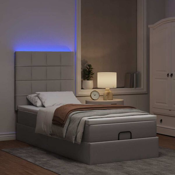 vidaXL Ottoman-Bett mit Matratze & LEDs Taupe 80x200 cm Stoff