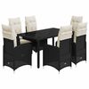 vidaXL 7-tlg. Garten-Bistro-Set mit Kissen Schwarz Poly Rattan