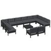 vidaXL 13-tlg. Garten-Lounge-Set mit Kissen Schwarz Kiefer Massivholz