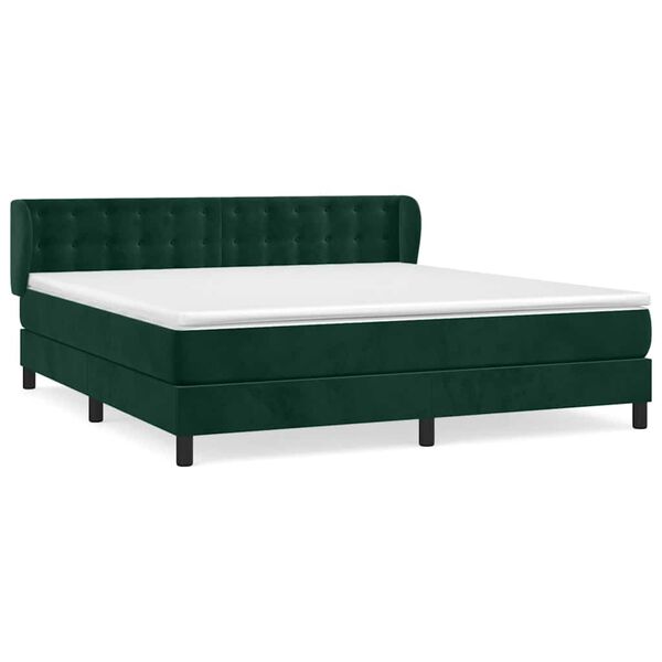 vidaXL Boxspringbett mit Matratze Dunkelgr&uuml;n 180x200 cm Samt