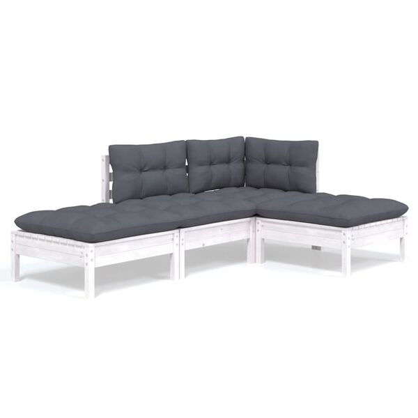 vidaXL 4-tlg. Garten-Lounge-Set mit Kissen Kiefer Massivholz