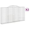 vidaXL Gabionen mit Hochbogen 2 Stk. 300x30x160/180cm Verzinktes Eisen