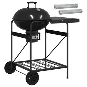 vidaXL Holzkohlegrill mit R&auml;uchertuben 91 x 71 x 107 cm Stahl Schwarz