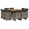 vidaXL 9-tlg. Garten-Essgruppe mit Kissen Grau Poly Rattan