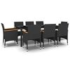 vidaXL 9-tlg. Garten-Essgruppe Poly Rattan Schwarz