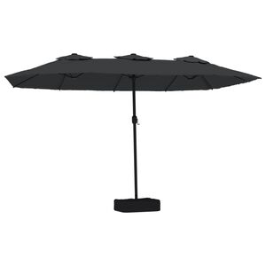 vidaXL Doppel-Sonnenschirm mit LED-Leuchten Schwarz 449x265 cm