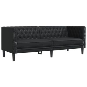 vidaXL Chesterfield-Sofa 3-Sitzer Schwarz Kunstleder