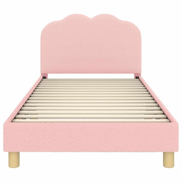 vidaXL Kinderbettgestell mit Kopfteil Rosa 90 x 200 cm Schafstoff