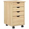 vidaXL Rollschrank Mit Rad Braun 34 x 39 x 56 cm Massives Kiefernholz