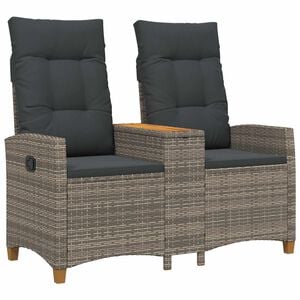 vidaXL Liegebank mit Tisch 2 -Seater 126 x 65 x 112 cm Poly-Rattan