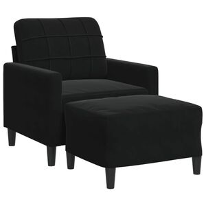 vidaXL Sessel mit Hocker Schwarz 60 cm Samt