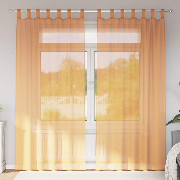vidaXL Voile Vorh&auml;nge mit Schlaufen 2 Stk. Orange 140x225 cm