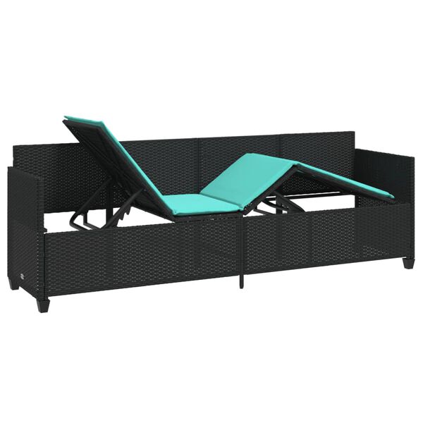 vidaXL Sonnenliege mit Kissen Schwarz Poly Rattan