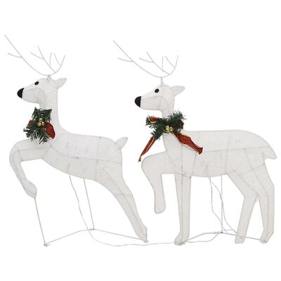 vidaXL Rentier mit Schlitten Weihnachtsdekoration 140LEDs Outdoor Weiß