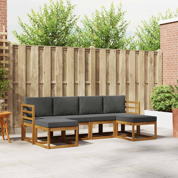 vidaXL Outdoor-Sofagarnitur 6 pcs Natur und Anthrazit Holzwerkstoff