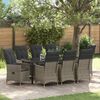 vidaXL Garten Essgruppe mit Kissen 9 pcs Grau Poly-Rattan