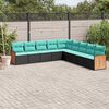 vidaXL 9-teiliges Gartensofa-Set mit Kissen, schwarzes Polyrattan