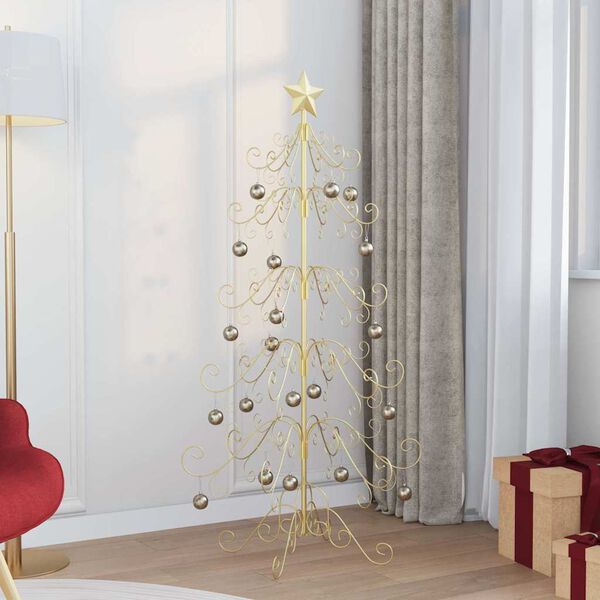 vidaXL Metall Weihnachtsbaum Gold 150 cm Pulverbeschichteter Stahl