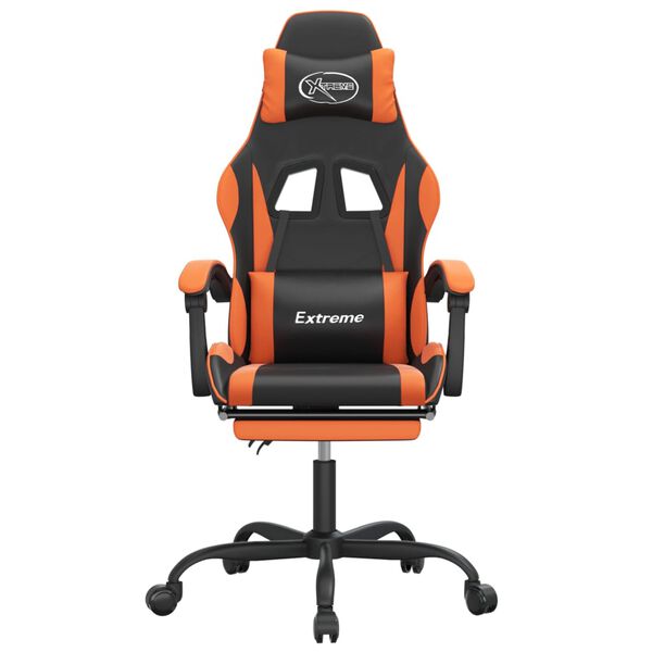 vidaXL Gaming-Stuhl mit Fu&szlig;st&uuml;tze Drehbar Schwarz & Orange Kunstleder