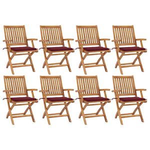 vidaXL Klappbare Gartenst&uuml;hle mit Kissen 8 Stk. Massivholz Teak