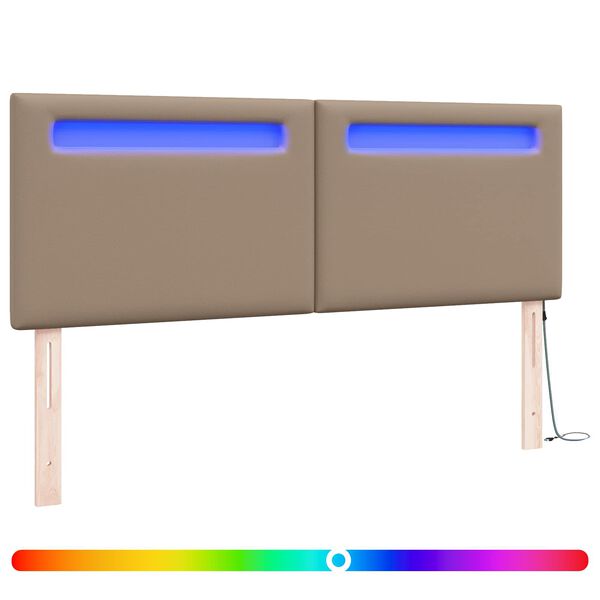 vidaXL LED Kopfteil Cappuccino 144 cm Kunstleder