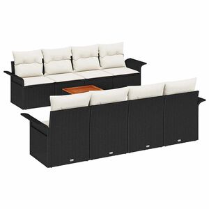 vidaXL Gartensofa-set 9 Stk. Schwarz und Creme Poly-Rattan